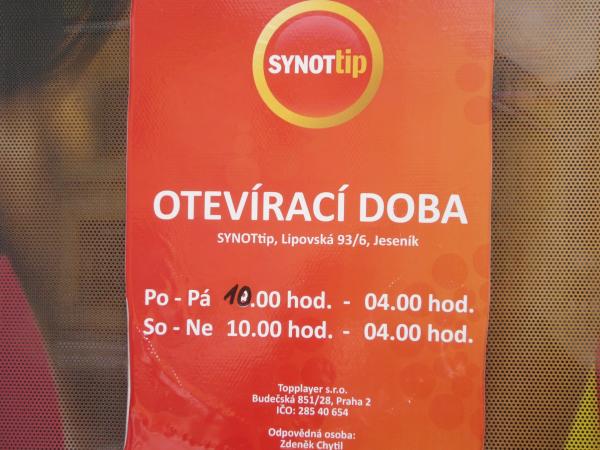 Otvírací doba Restaurace SynotTip Jeseník
