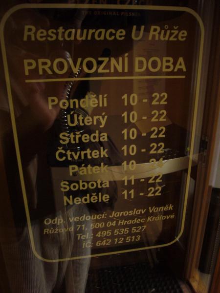 Otevírací doba Restaurace U Růže