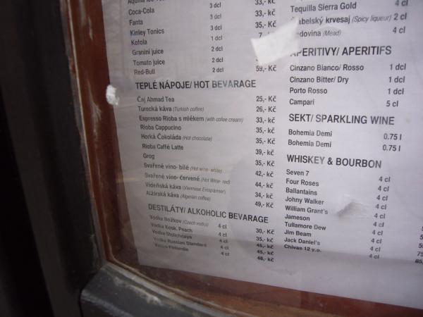 Nabídka kávových nápojů restaurace