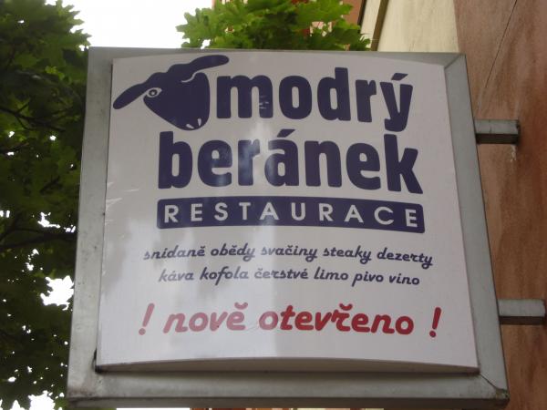 Cedule Restaurace Modrý beránek
