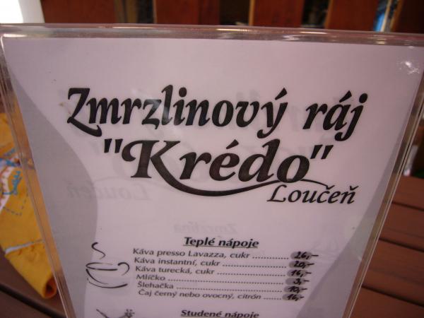 Nabídka kávy v Zmrzlinovém ráji Krédo