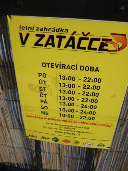 Otevírací doba Letní zahrádky v zatáčce