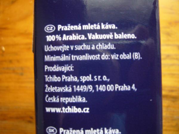Tchibo - Privat Kaffee Brazil Mild 250g - složení
