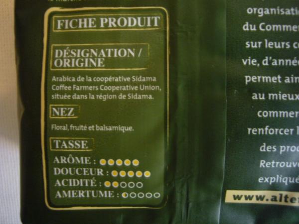 Alter Eco - Pur arabica Ethoipie moulu 250g - tasse