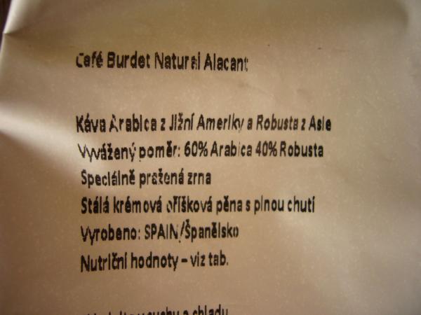 Café Burget - Natural grano 1000g cz text