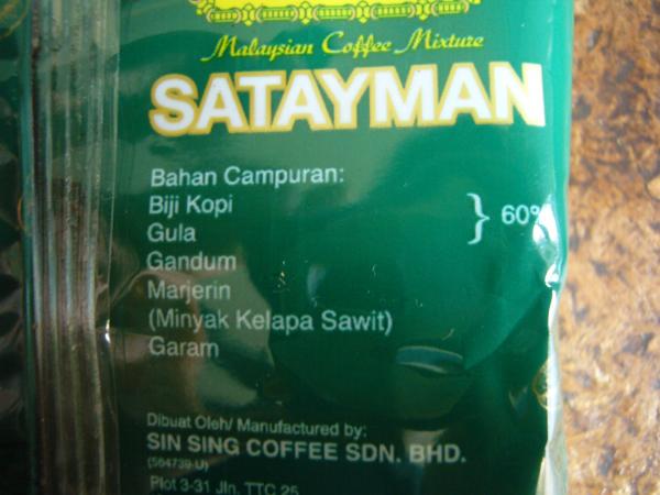 Satayman - Kopi Kampuran 65g - složení