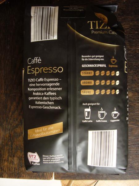 Tizio - Caffè espresso bohne 1000g - back