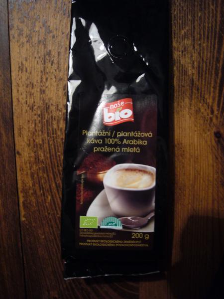 Naše Bio - Plantážní káva 100% arabika - pražená mletá 200g