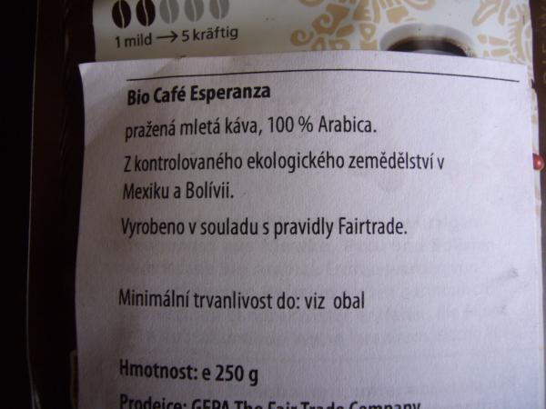 Gepa - Bio Café Esperanza fein gemahlen 250g - cz text