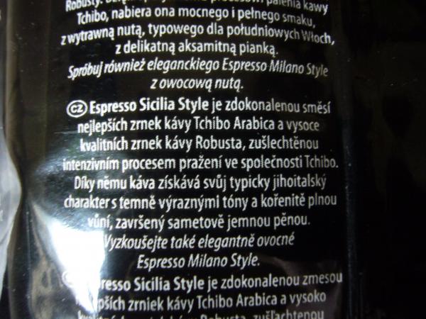 Tchibo - Espresso Sicilia Style intense roast grani 500g - cz text