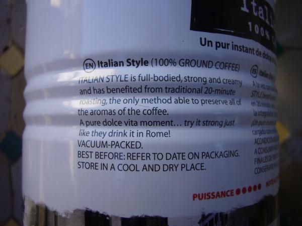 Malongo - Italian Style moulu canete 250g - EN text