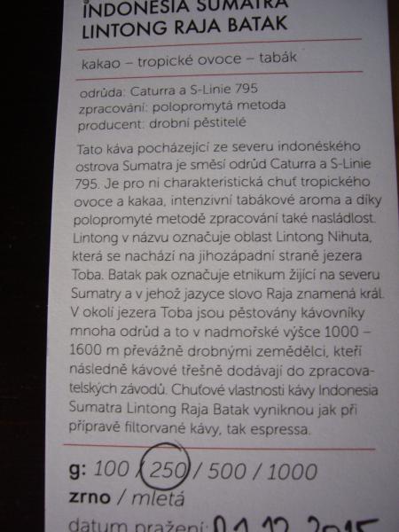 Original Coffee - Indonesia Sumatra Lintong Raja Batak 250g - cz text